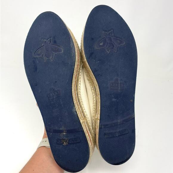 Gucci Lilibeth GG Web Logo Canvas Lace Up Espadrille Platform Sneaker Cream EU40 - Picture 6 of 14